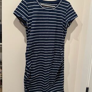 Maternity Navy and White Striped Dress - L